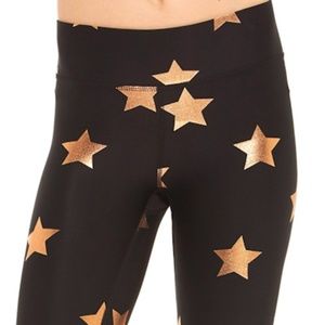 TEREZ Rose Gold Star Foil Tall Band Leggings